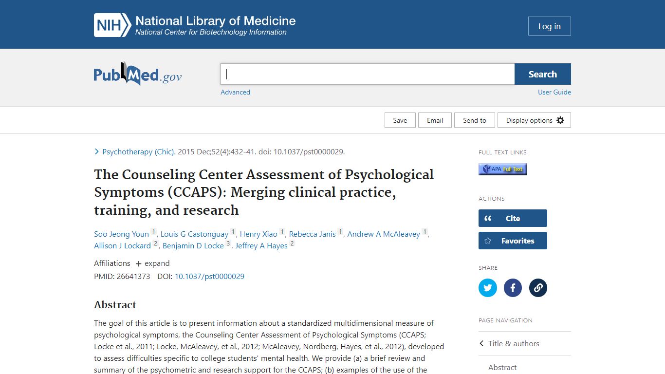 The Counseling Center Assessment of Psychological Symptoms (CCAPS ...